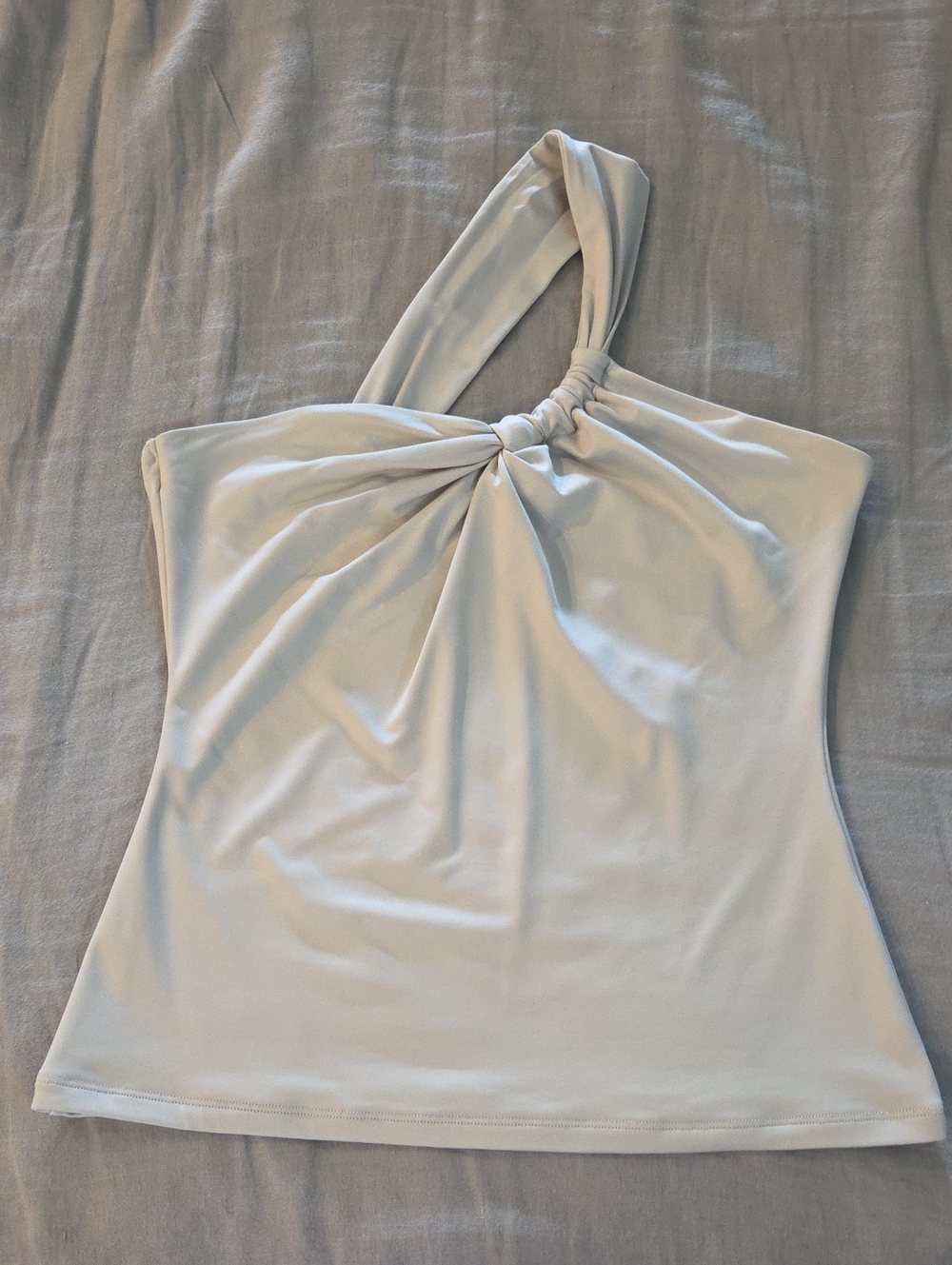A&F Asymmetric Knot Halter Top in Light Greige